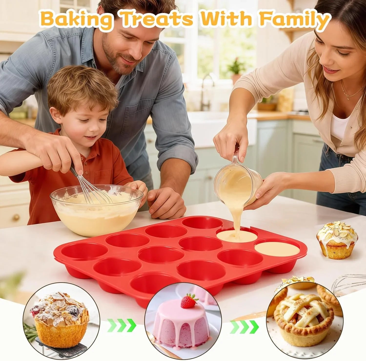 12 Cups Silicone Muffin Pan - Nonstick Cupcake 1 Pack Regular Size Mold for Baking 1pc: 12-Cup