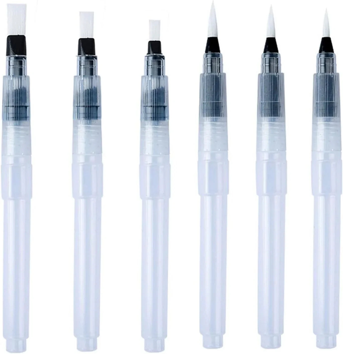 Refillable watercolour brush set: 6 watercolour brushes with refillable reservoirs - watercolour brushes with fine, medium and large tips for watercolour painting and sketching