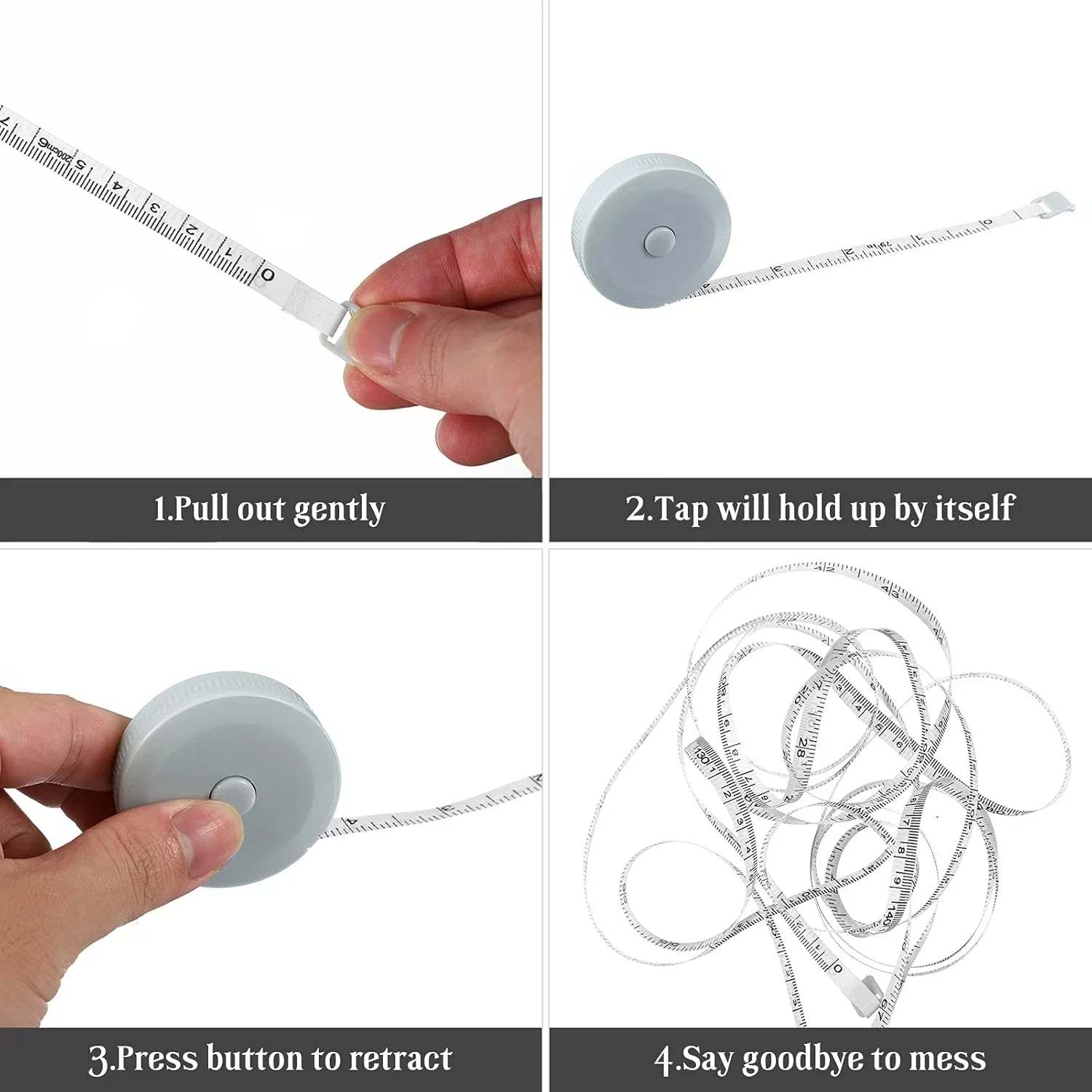 Meetlinten 3 pieces 200 cm/79 inch Sewing measuring tapes Retractable measuring tapes for measuring length, bust and waist