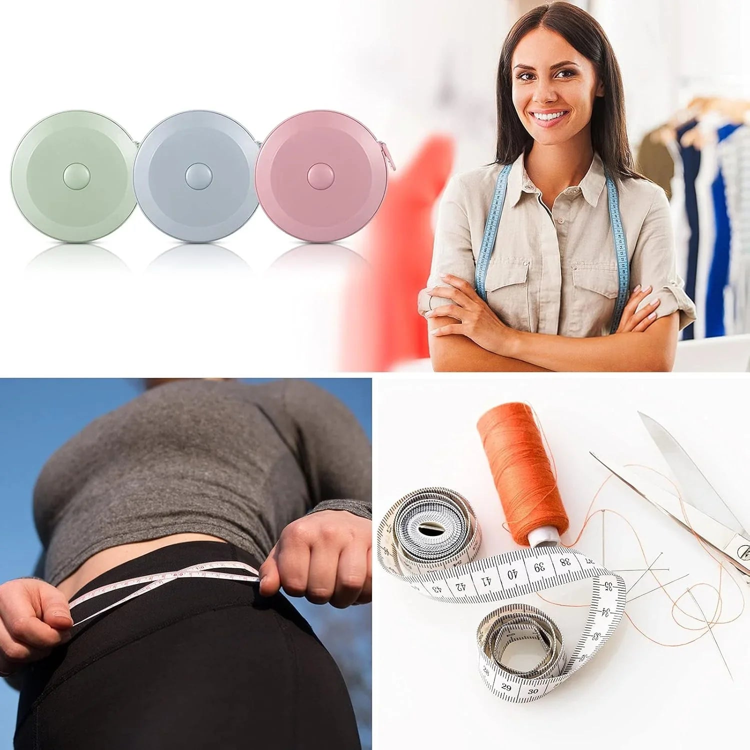 Meetlinten 3 pieces 200 cm/79 inch Sewing measuring tapes Retractable measuring tapes for measuring length, bust and waist