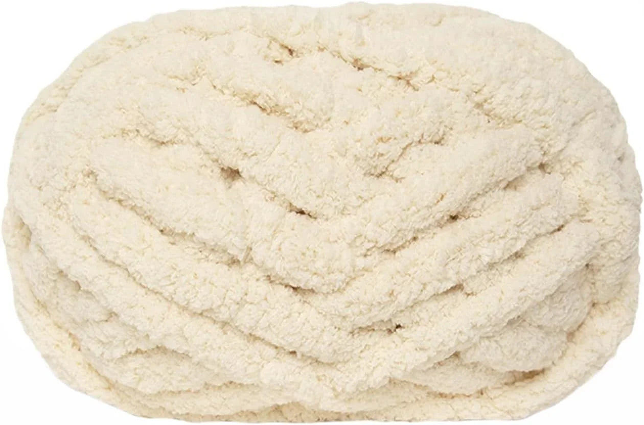 Chunky yarn - Hand-knitted blanket - 25 meters - Extra soft - DIY - Cushion - Blanket - Pet bed - Beige