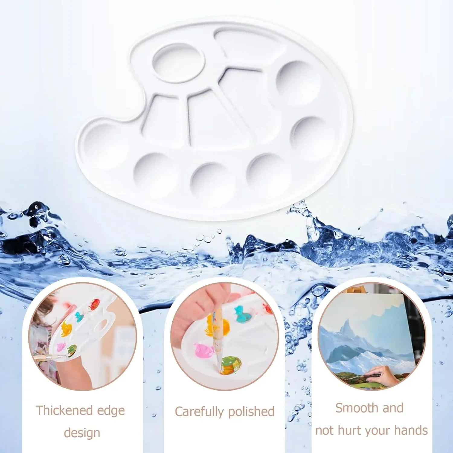 Acrylic paint palette, mixing palette, plastic palette, paint palette, mixing palette 10 holes white round paint palette for watercolor, acrylic and oil paint, DIY, craft, professional art painting