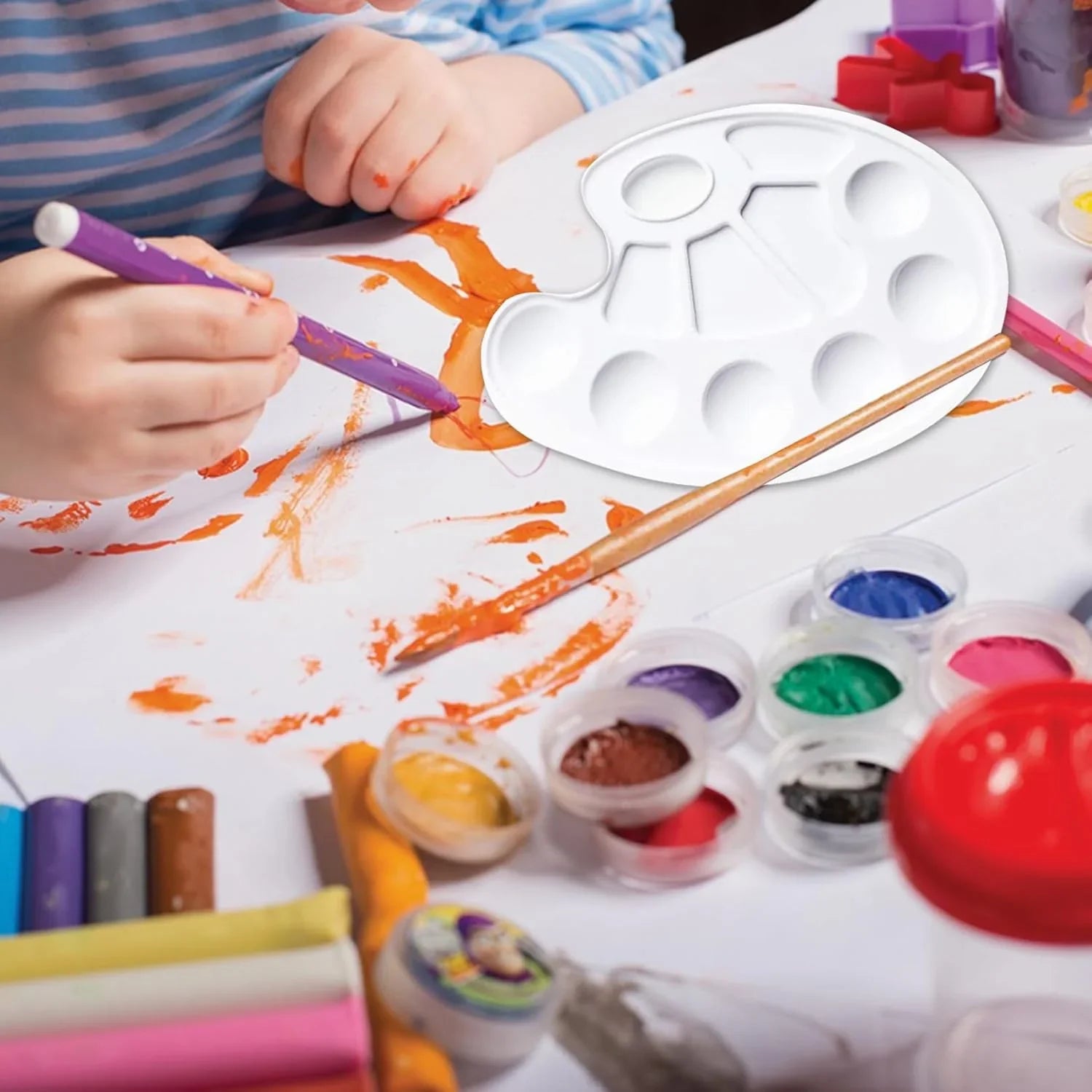 Acrylic paint palette, mixing palette, plastic palette, paint palette, mixing palette 10 holes white round paint palette for watercolor, acrylic and oil paint, DIY, craft, professional art painting