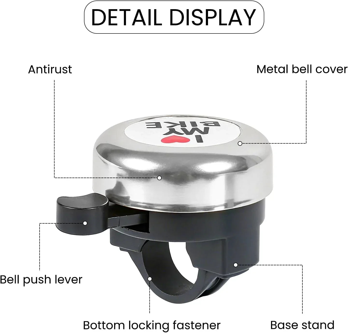 Bike bell - Classic nostalgic bell - Loud sound - Bike accessories - Kids' bike bell - Push bike bell - Adult bike bell - Hand-pulled - Black and silver