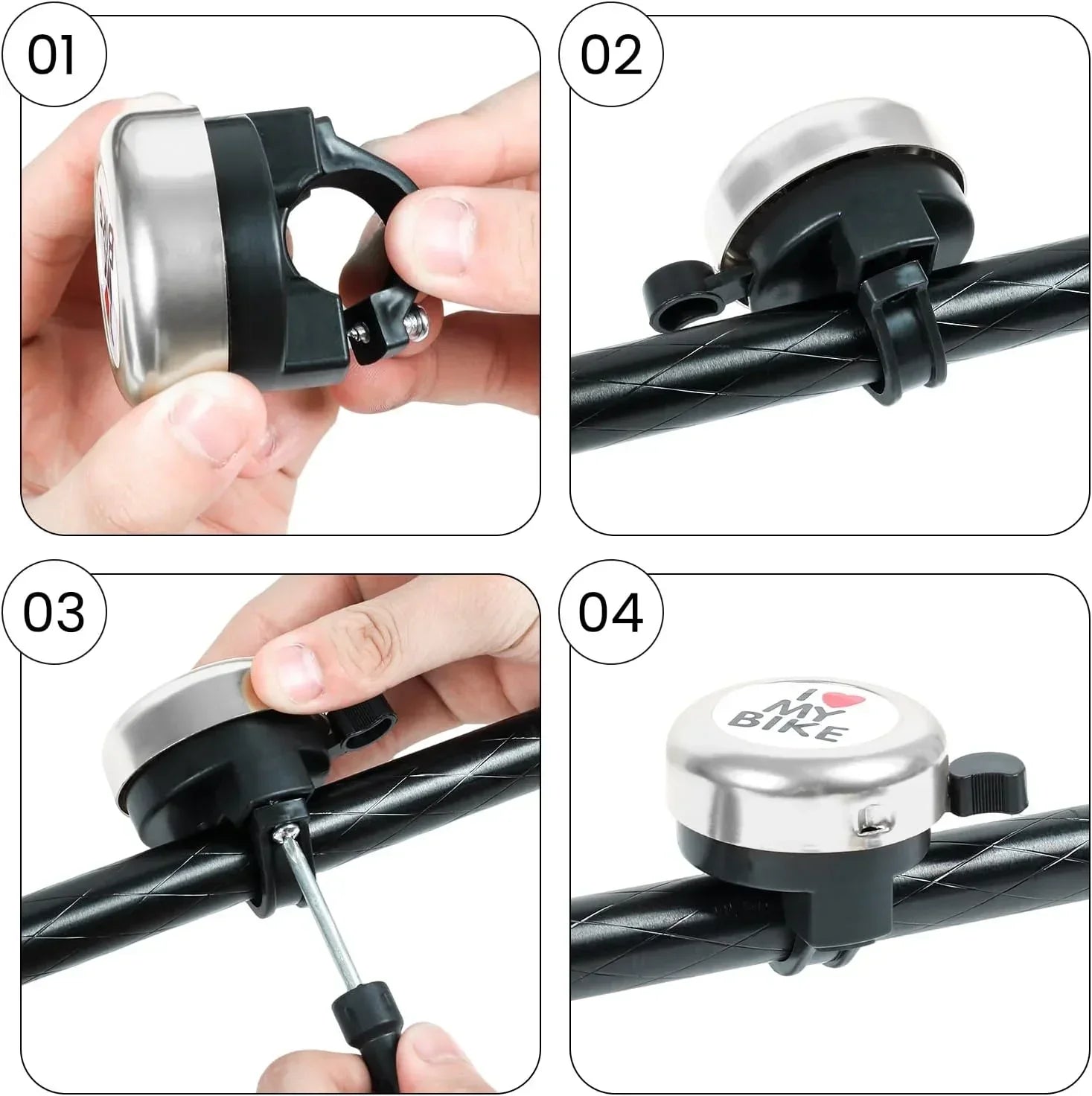 Bike bell - Classic nostalgic bell - Loud sound - Bike accessories - Kids' bike bell - Push bike bell - Adult bike bell - Hand-pulled - Black and silver