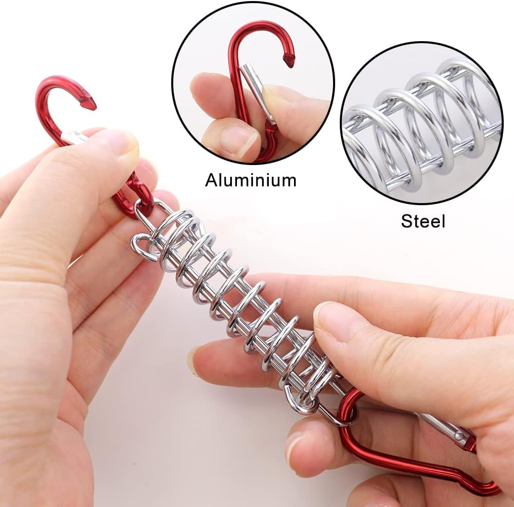 Veergesp-5-pack tent pegs - Red - Camping tent carabiner hook - Heavy metal - Awning accessory - For canvas tents