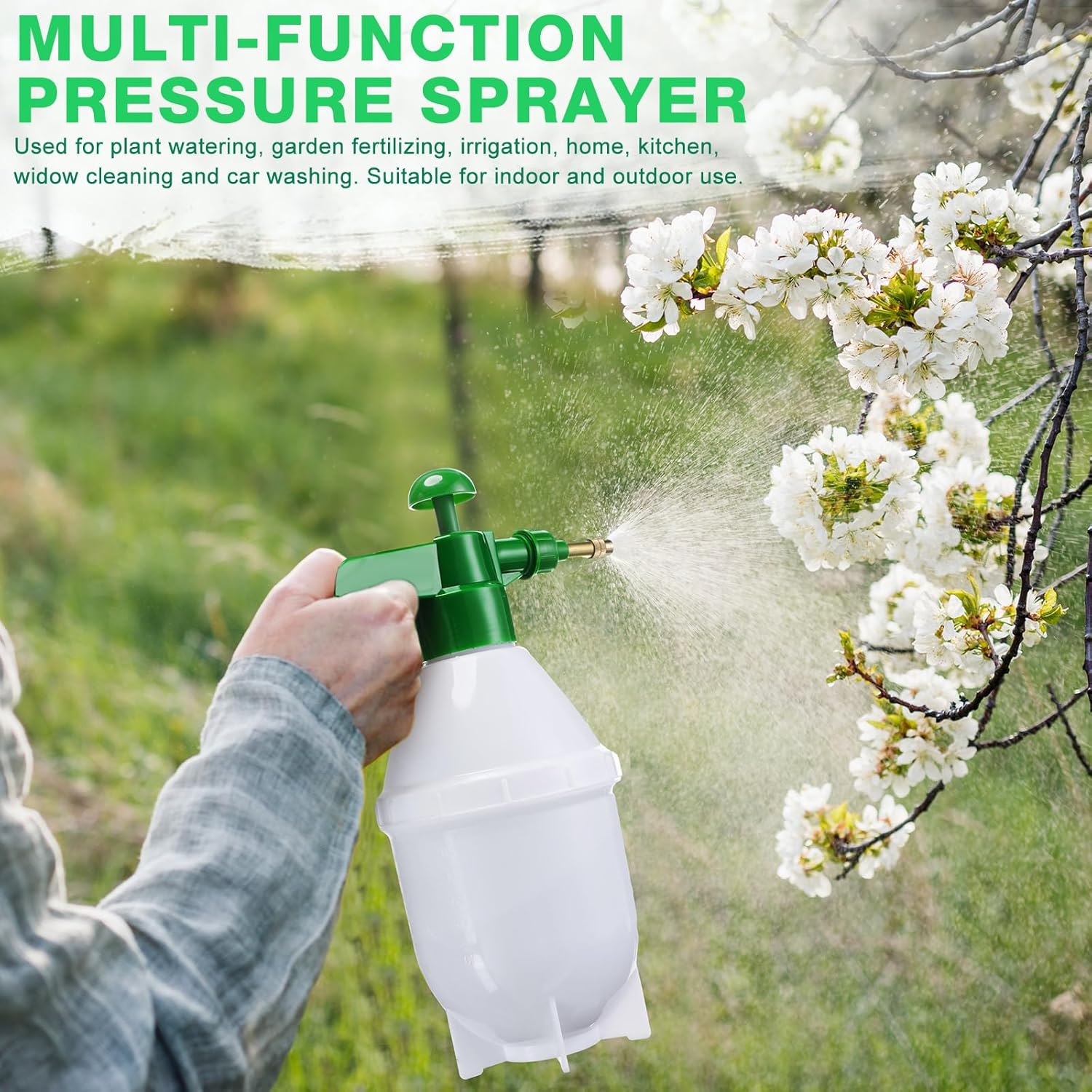 2 Pcs 27 oz Handheld Pump Spray Bottle Garden Mister Spray Bottles Lawn Pressure Hand Pump Sprayer with Adjustable Nozzle for Chemicals Watering Weeds Plants and Cleaning (Green)
