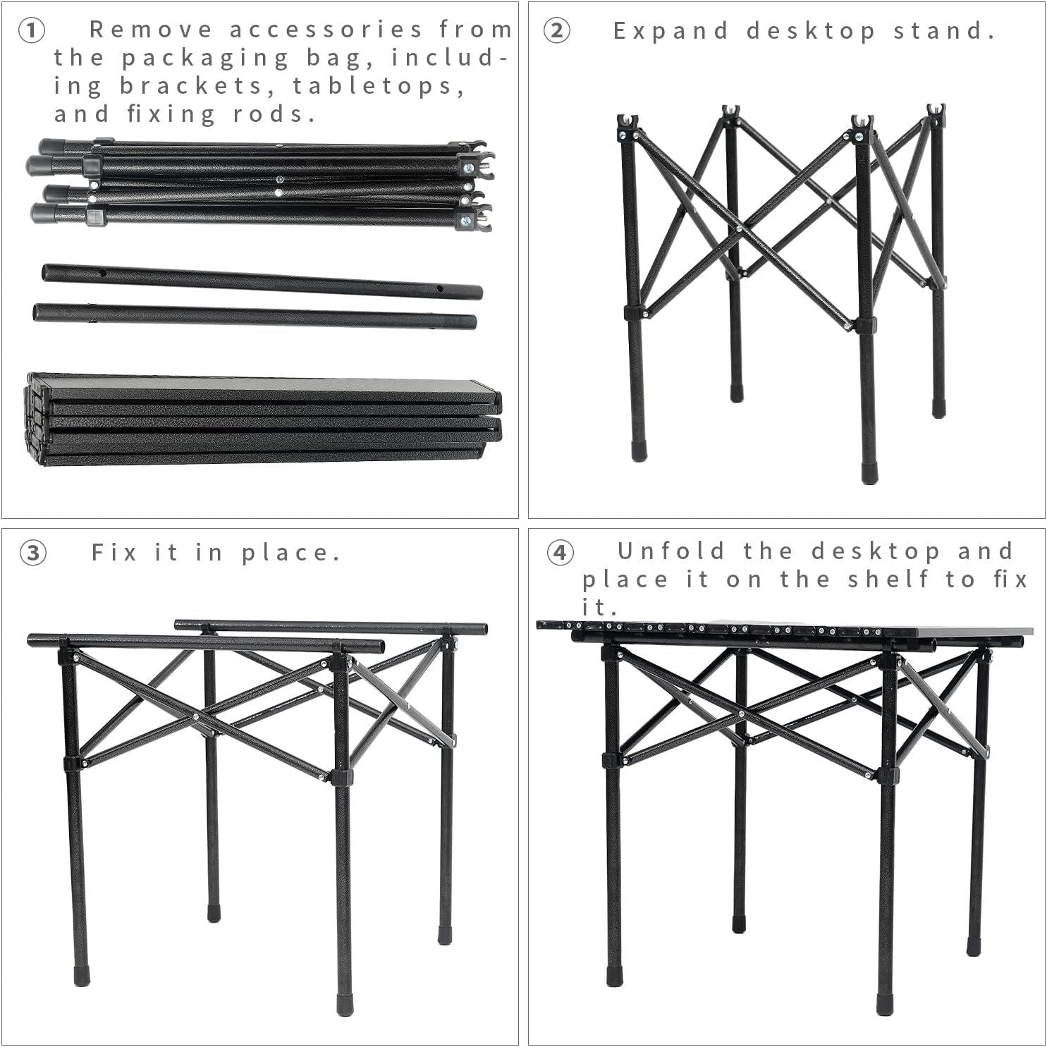 Portable Camping Table Folding Side Table Aluminum Lightweight Table with Carry Bag for Outdoor Cooking Hiking Picnics BBQ Travel (Black)