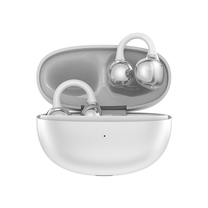 Clip-On Open-Ear Bluetooth Earbuds - Bluetooth 5.4 Wireless Headphones with 24H Playtime - Lightweight Clip Earphones for Sports Running - White