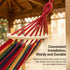 Thick Canvas Outdoor Camping Hammock - Anti-Rollover Portable Hammock for Travel Garden Beach - With Stick Red Stripe 210x100cm