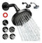4 Inch Shower Head with 5 Spray Modes - High Pressure Handheld Showerhead for Bathroom Hotel Spa - Black Copper Ball Head with Wall Tube & Tape