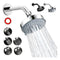 4 Inch Shower Head with 5 Spray Modes - High Pressure Handheld Showerhead for Bathroom Hotel Spa - Silver Copper Ball Head with Wall Tube & Tape