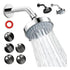 4 Inch Shower Head with 5 Spray Modes - High Pressure Handheld Showerhead for Bathroom Hotel Spa - Silver Copper Ball Head with Wall Tube & Tape