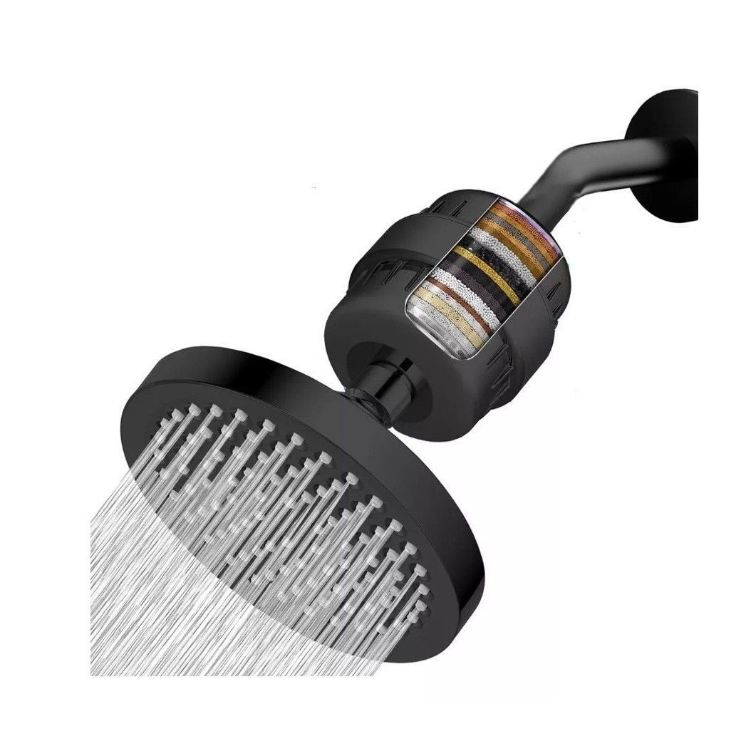 6 Inch 5-Mode Adjustable Shower Head with 20-Stage Filter - High Pressure Spray Nozzle for Bathroom Spa - Black 6 Inch with 3 Replacement Filters
