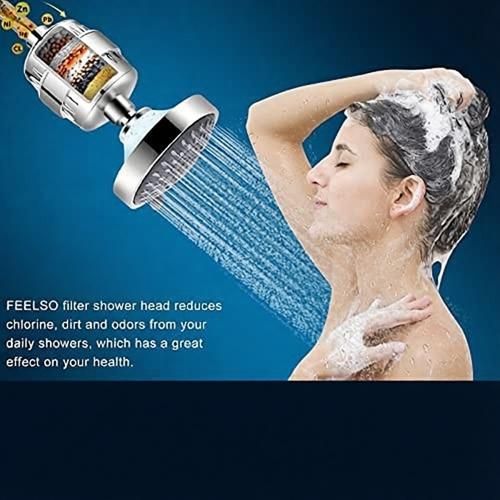 4 Inch 5-Mode Adjustable Shower Head with 20-Stage Filter - High Pressure Spray Nozzle for Bathroom Spa - Silver 4 Inch with 3 Replacement Filters