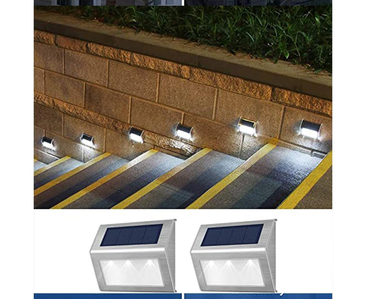 2 Pack Solar Step Lights Bright LED Solar Fence Lights For Garden Patio Decks-warm light