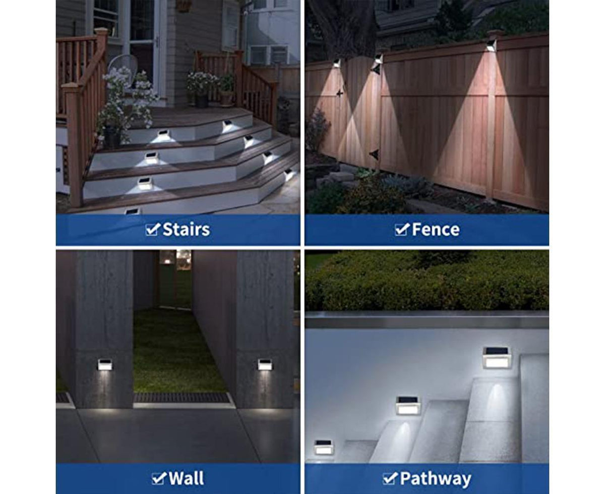 2 Pack Solar Step Lights Bright LED Solar Fence Lights For Garden Patio Decks-warm light