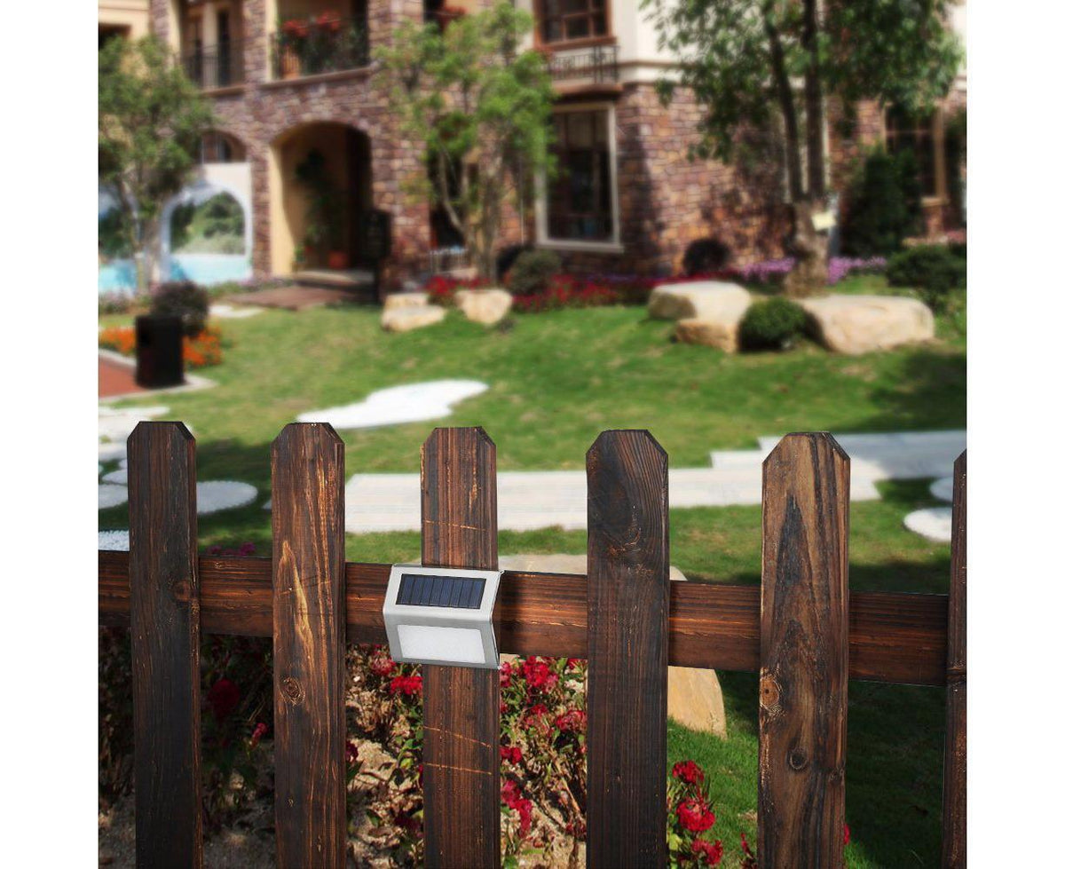 2 Pack Solar Step Lights Bright LED Solar Fence Lights For Garden Patio Decks-warm light