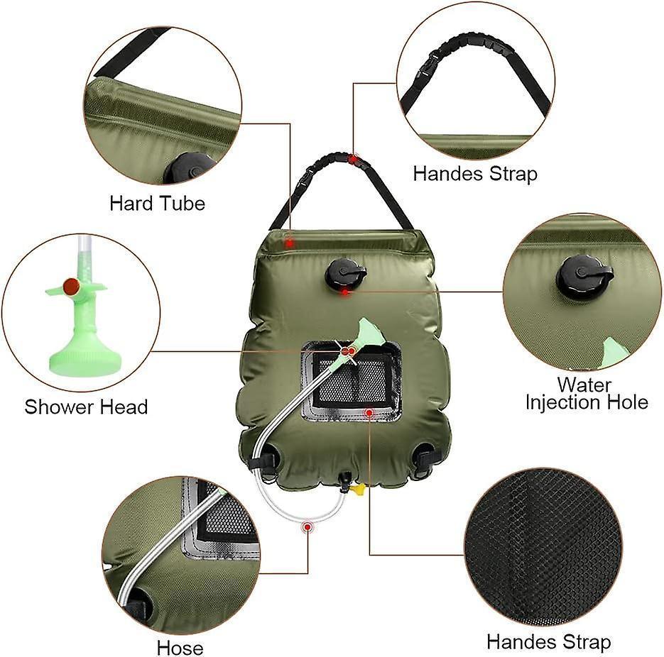 Camping Solar Shower Bag, Solar Shower Bag, Solar Camping Shower, Camping Shower Bag, Foldable Shower Bag, Switchable Shower Head for Hiking, Camping