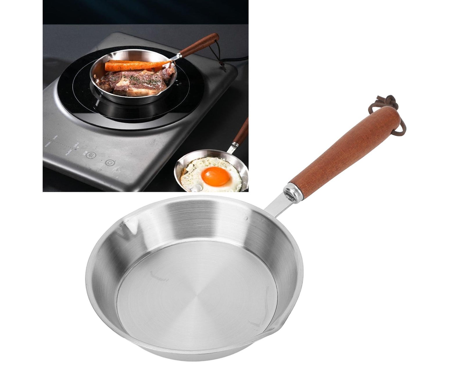 Stainless Steel Frying Pan, Non-Stick Egg Fryer for Household & Restaurant, 6.3 Inch