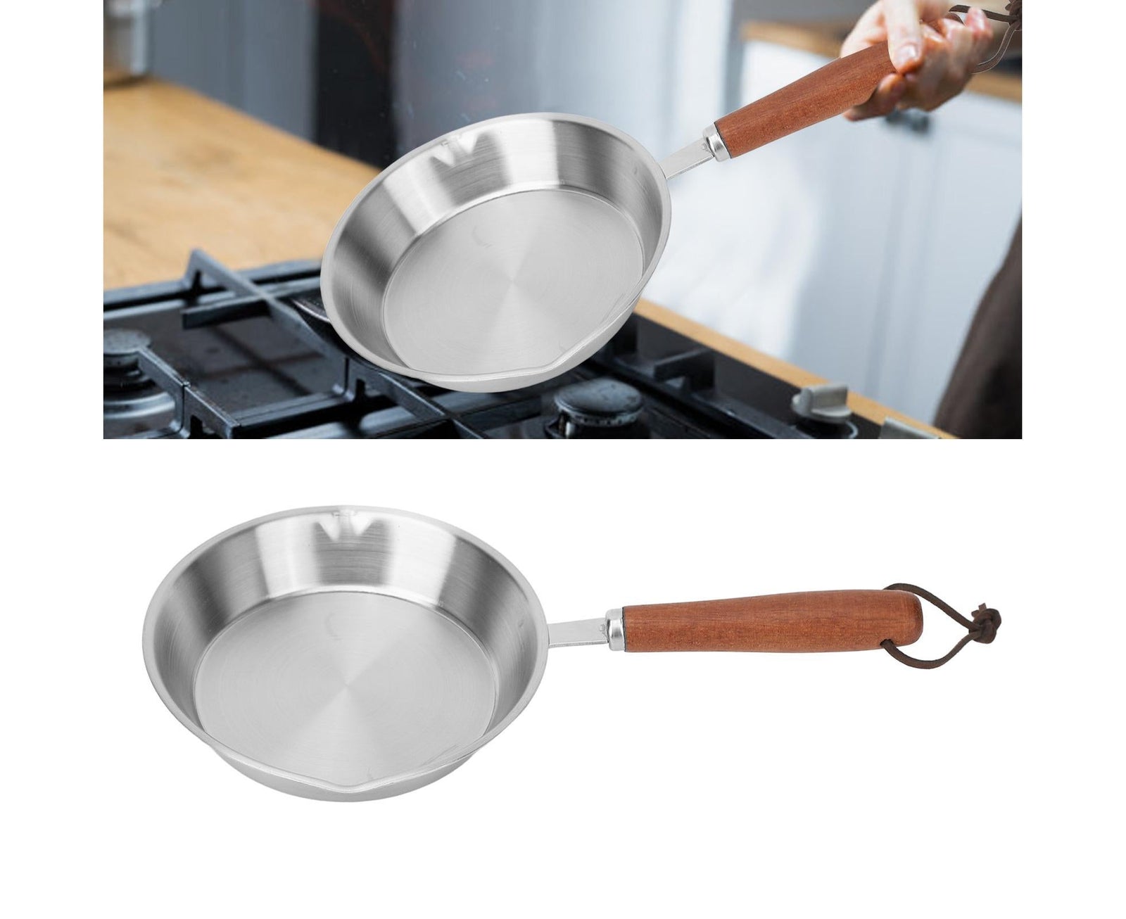 Stainless Steel Frying Pan, Non-Stick Egg Fryer for Household & Restaurant, 6.3 Inch