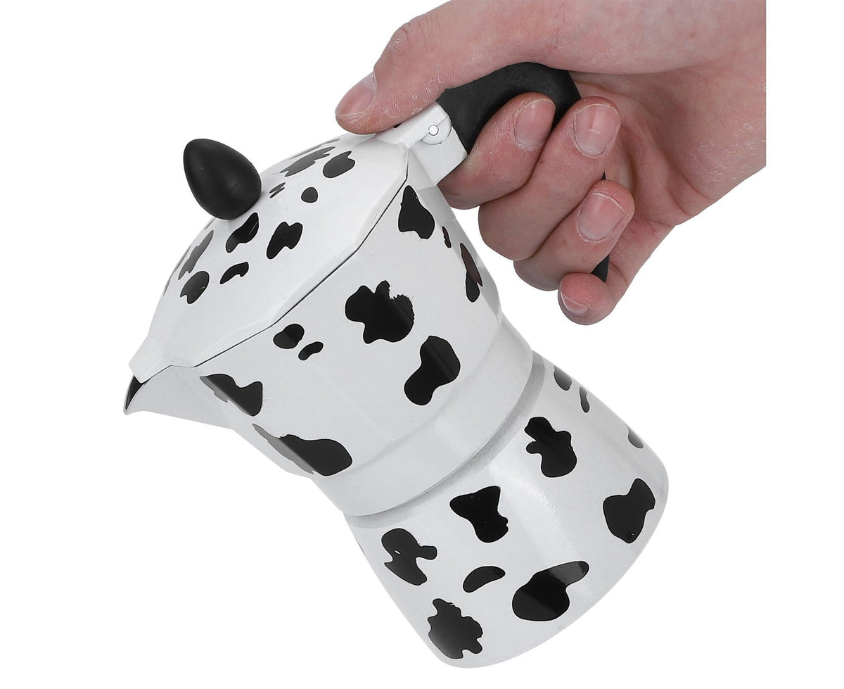 Aluminum Coffee Pot Kettle, Moka Maker for Home Use, Milk Cow Color, 3 Cups, 150ml