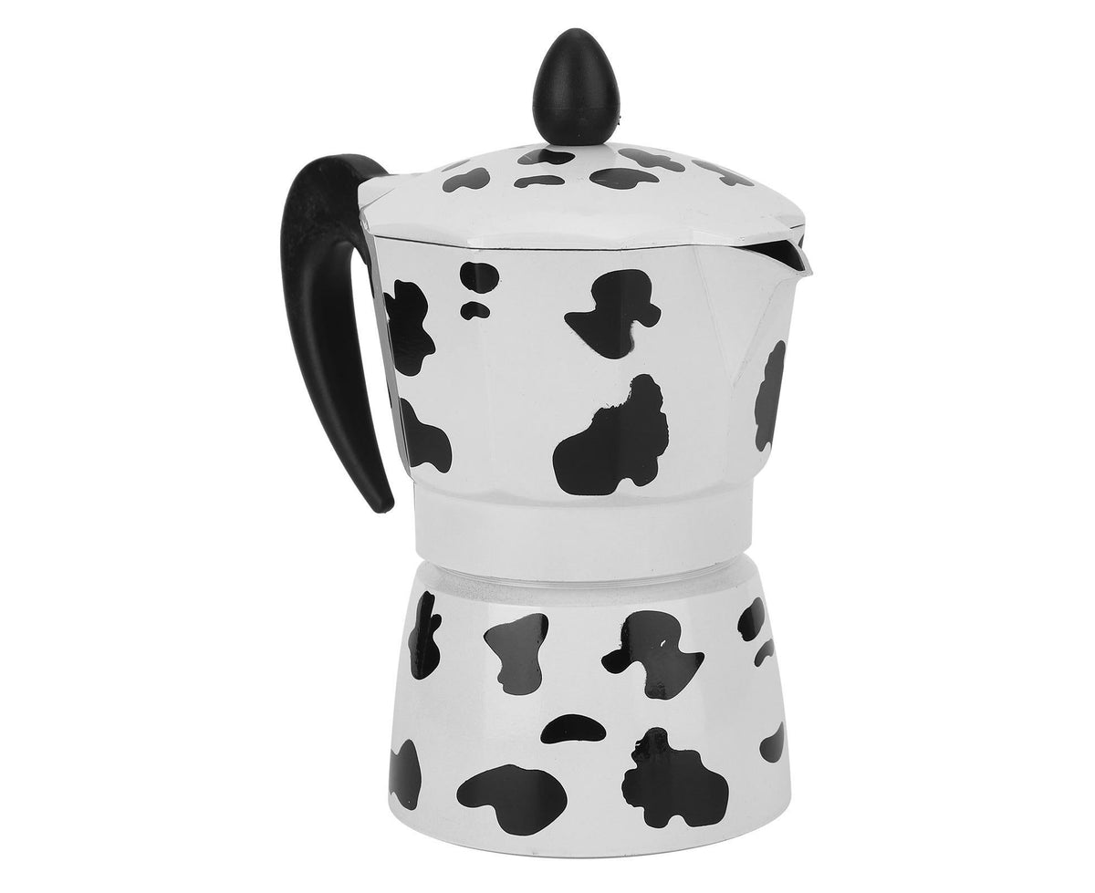 Aluminum Coffee Pot Kettle, Moka Maker for Home Use, Milk Cow Color, 3 Cups, 150ml