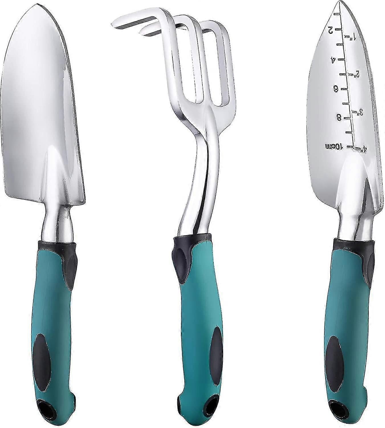 Garden Tool Set, 3-piece Heavy-duty Gardening Tool Cast Aluminum With Soft Rubber Non-slip Handle Durable Garden Hand Tools