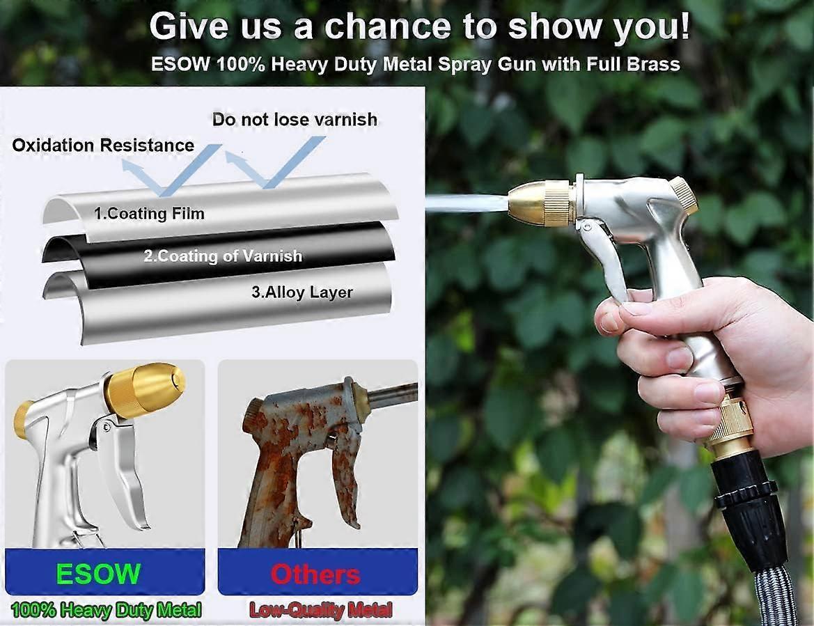 100% heavy metal water spray gun, suitable for gardening and car washing, 100% metal construction, consisting of brass nozzle and zinc alloy body