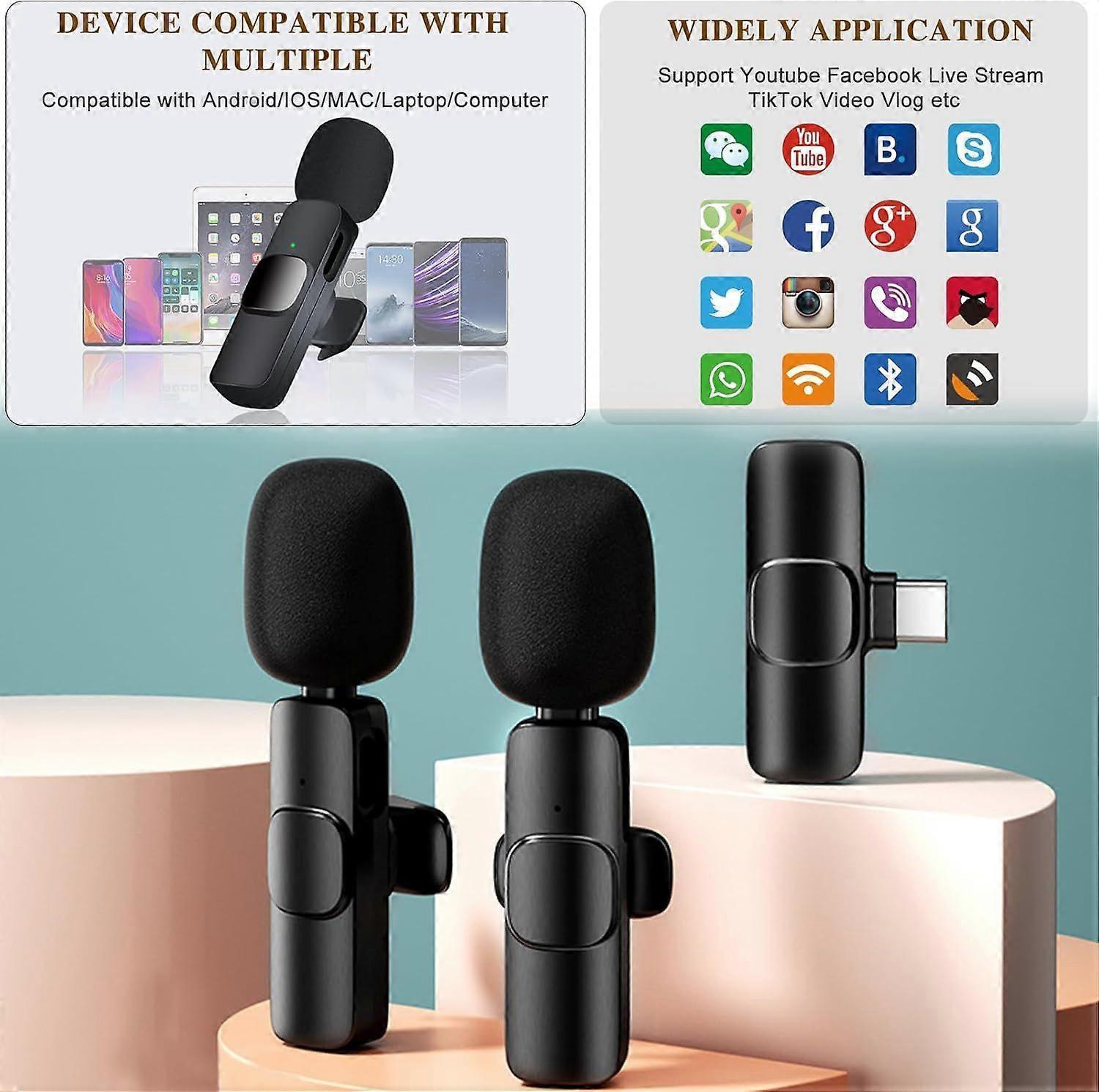 K8 Wireless Lavalier Microphone - Clip-on Mini Mic for Streaming or Interviews