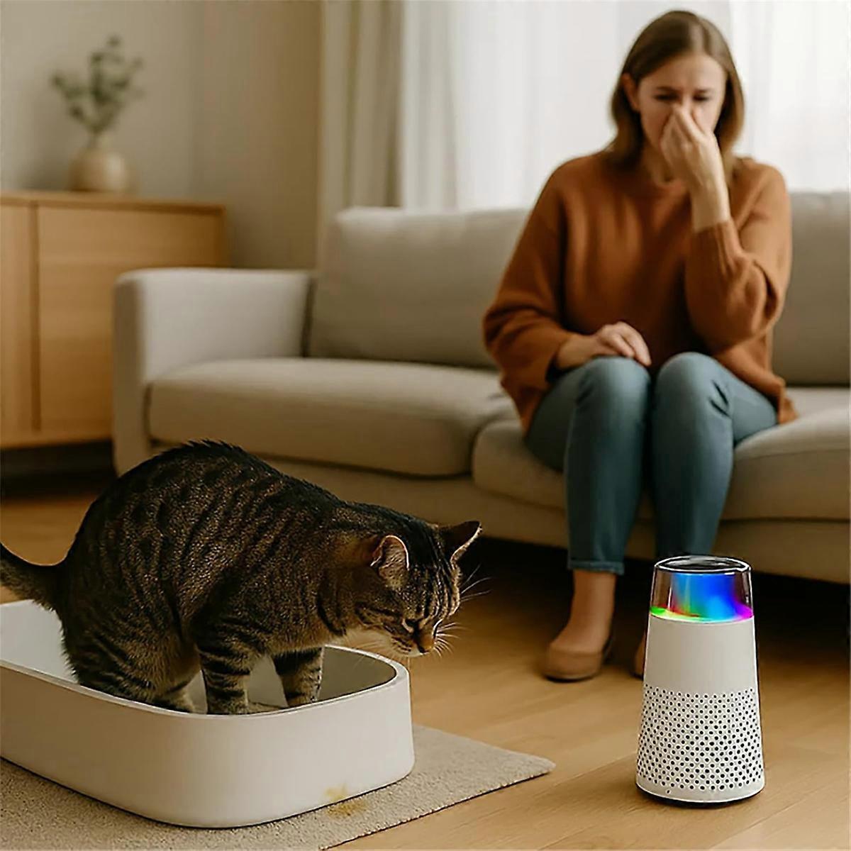 Mini Air Purifier with HEPA Filter for Small Spaces, White