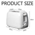 Stainless Steel 2-Slice White Toaster, Wide Slot, Adjustable Browning