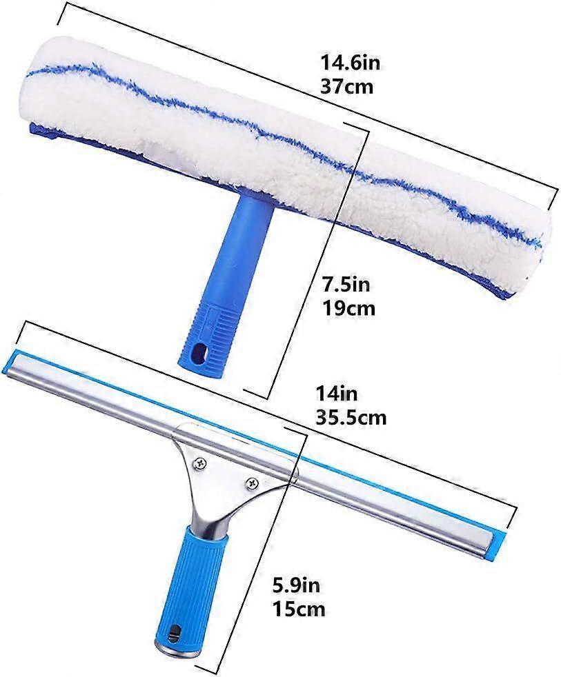 Window Cleaning Kit, Squeegee with Microfiber Cloth & Rubber Lip