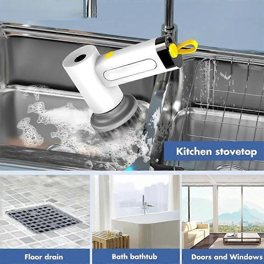 Electric Cleaning Brush with 4 Heads, 2 Modes Rotating Scrubber