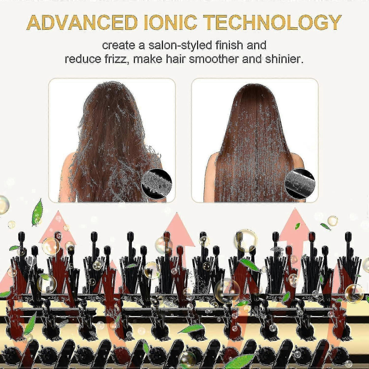 Negative Ion Hair Dryer Brush Styler Anti-Frizz Blow Dryer