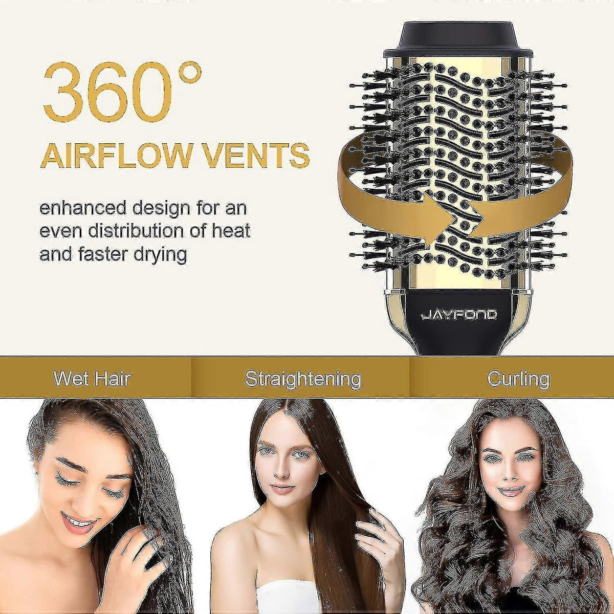Negative Ion Hair Dryer Brush Styler Anti-Frizz Blow Dryer