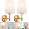 Battery Operated Wall Sconces Set of 2, Rechargeable Cordless LED Lights