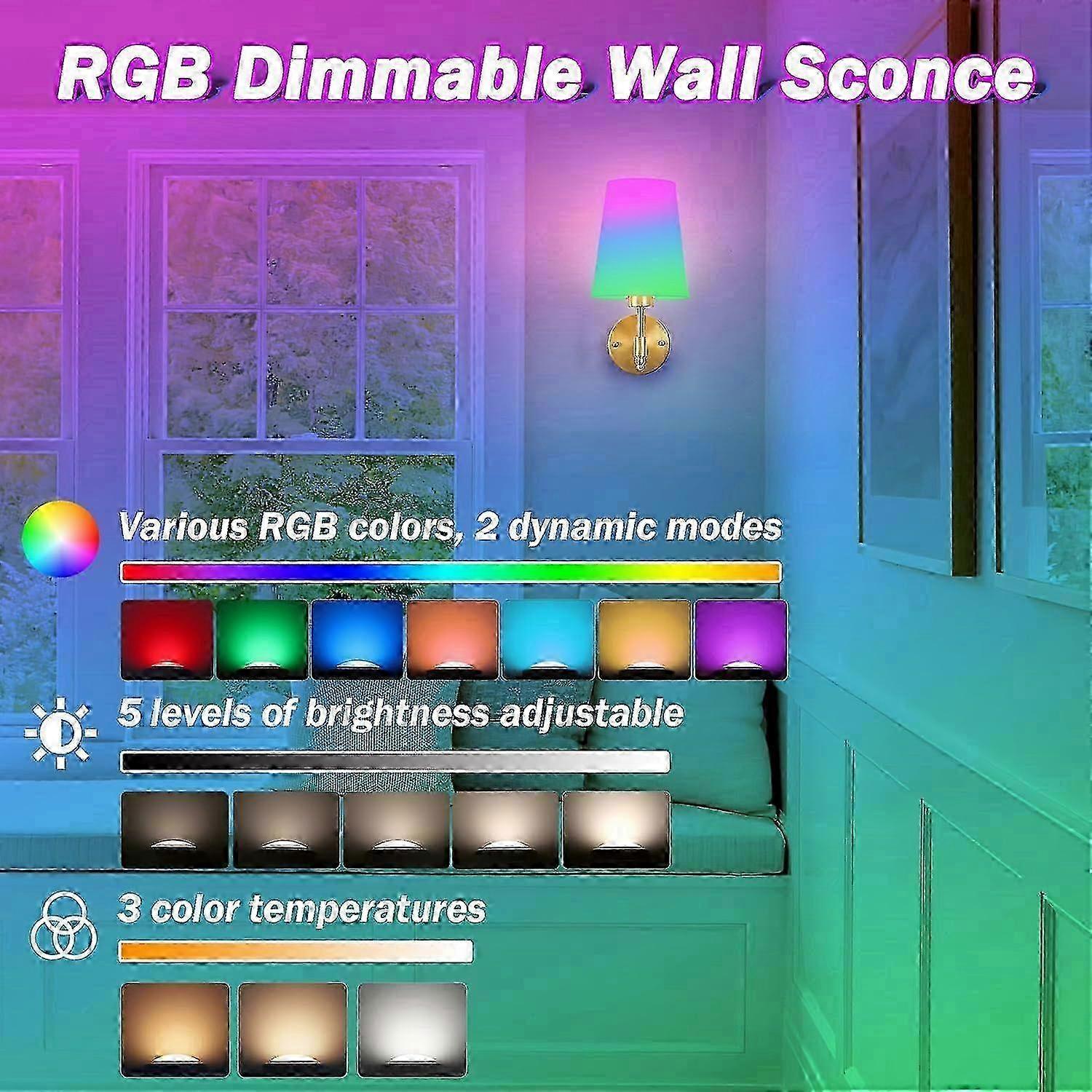 Battery Operated Wall Sconces Set of 2, Rechargeable Cordless LED Lights