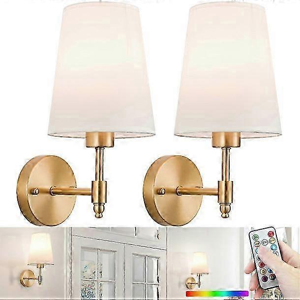 Battery Operated Wall Sconces Set of 2, Rechargeable Cordless LED Lights