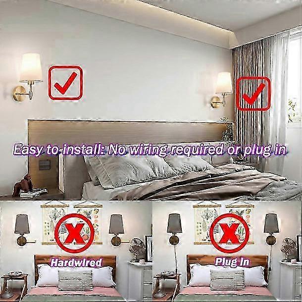 Battery Operated Wall Sconces Set of 2, Rechargeable Cordless LED Lights