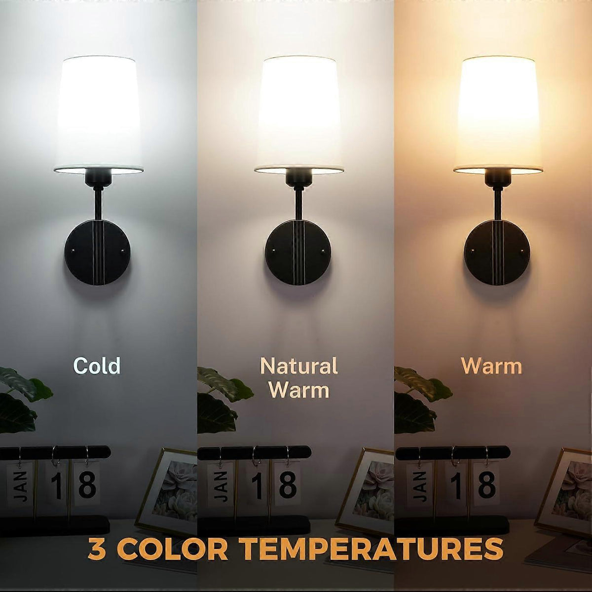 Battery Operated Wall Sconce Set of 2, LED, 13000mAh Rechargeable, Remote Dimmable