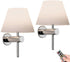 Battery Operated Wall Sconces Set of 2, USB Rechargeable Wireless Lamps, Remote, Linen Shade