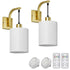 Battery Operated Wall Sconces Set of 2, Dimmable Wireless LED Lights, Remote, Gold