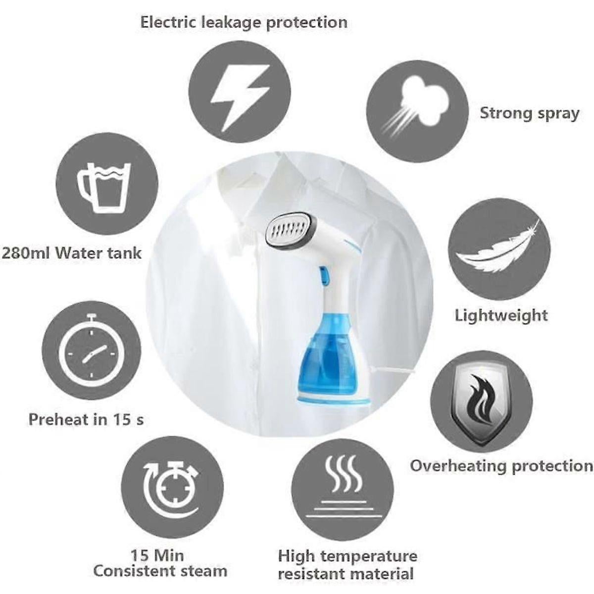 Handheld Steamer 1500W 280ML Portable Clothes Steamer Fast Heating for Home & Travel