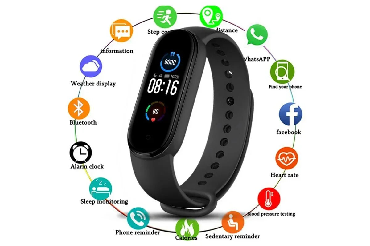 Bluetooth Smart Fitness Bracelet Heart Rate Monitor Watch Wristband Fitness Tracker Health Tracker with Sleep Tracker for Women Men