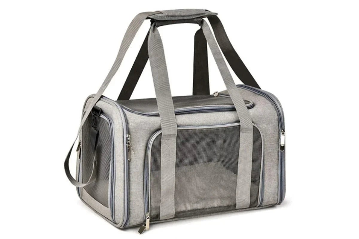 Portable Travel Bag Soft Crate Cage Cat Bag Animal Carriers for Pets -Grey