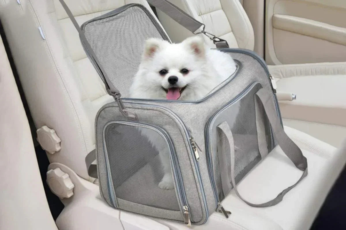 Portable Travel Bag Soft Crate Cage Cat Bag Animal Carriers for Pets -Grey