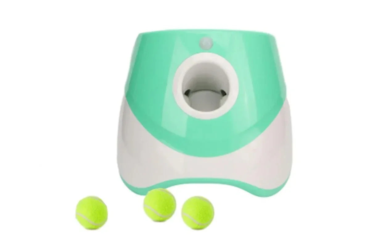 Dog Ball Launcher Thrower Automatic Tennis Fetch Throwing Machine with 3 Balls -Green
