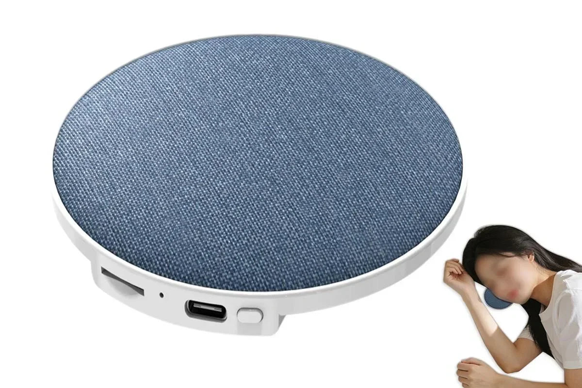 Under‑Pillow Speaker – 92mm Bluetooth 5.4, White Noise, Linen Cover (Blue)