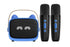 Mini Karaoke Machine Toys Gifts Portable MP3 Player with 2 Wireless Microphone - Blue